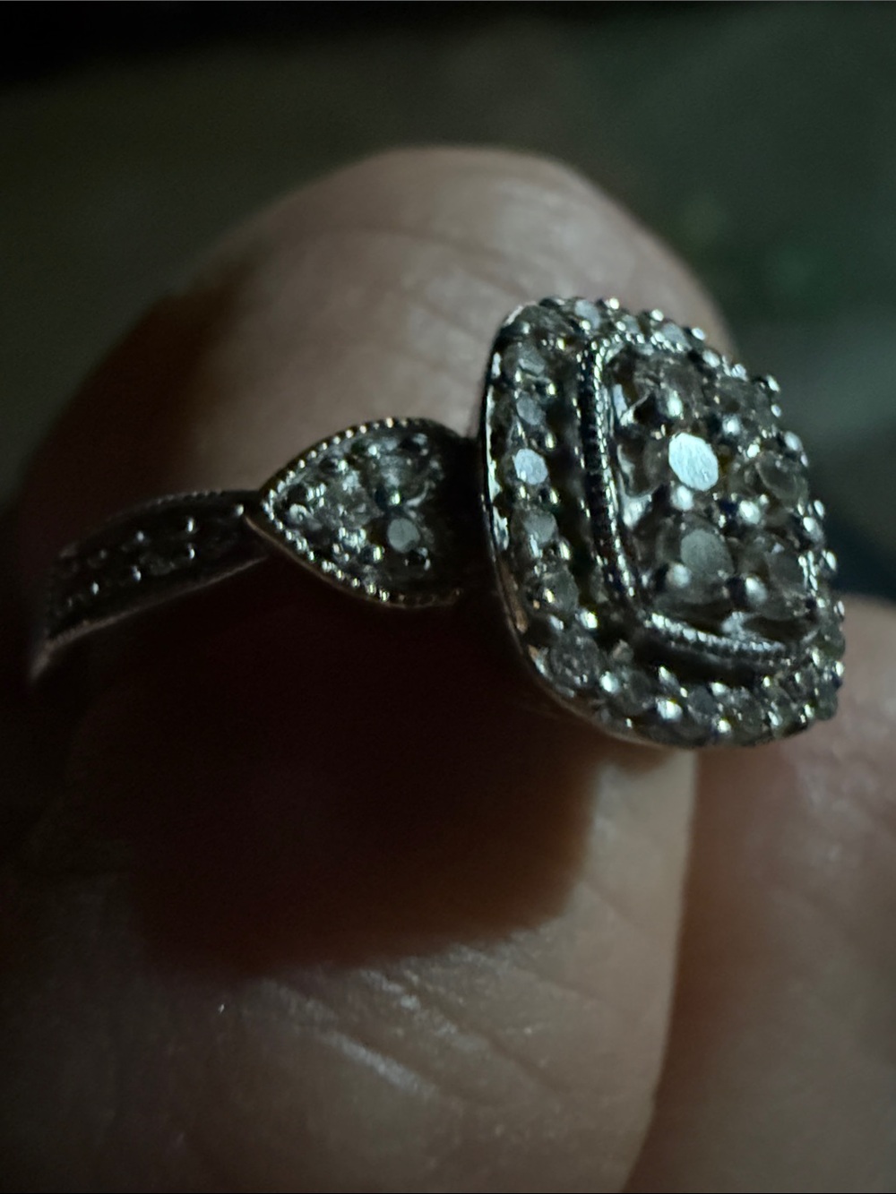 Diamond Halo Cluster Ring in Sterling Silver&14k sz7 - Picture 11 of 17